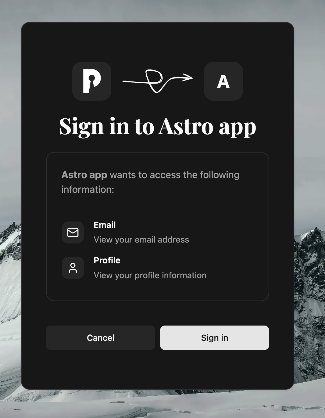 Demo app consent screen