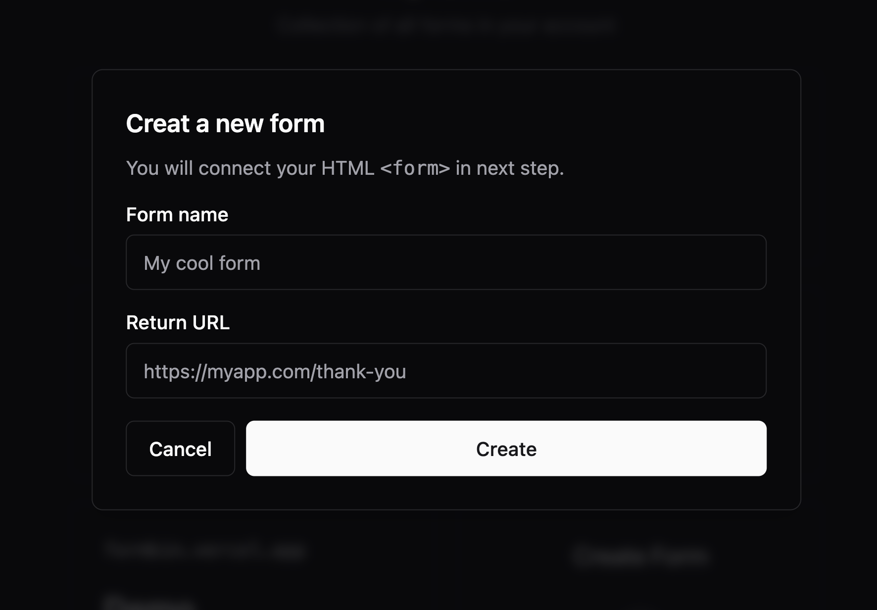 Create form