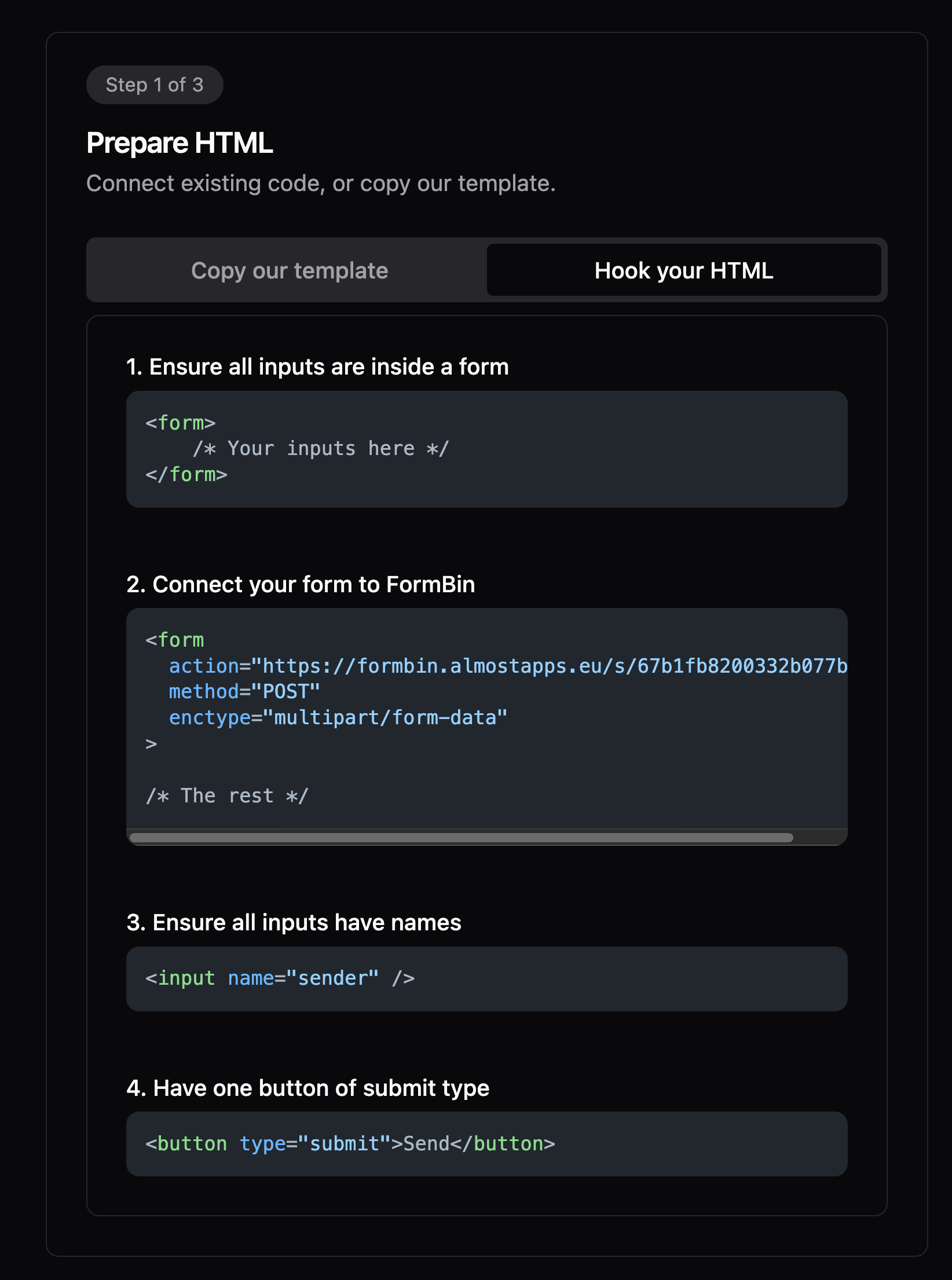 Onboarding for existing form