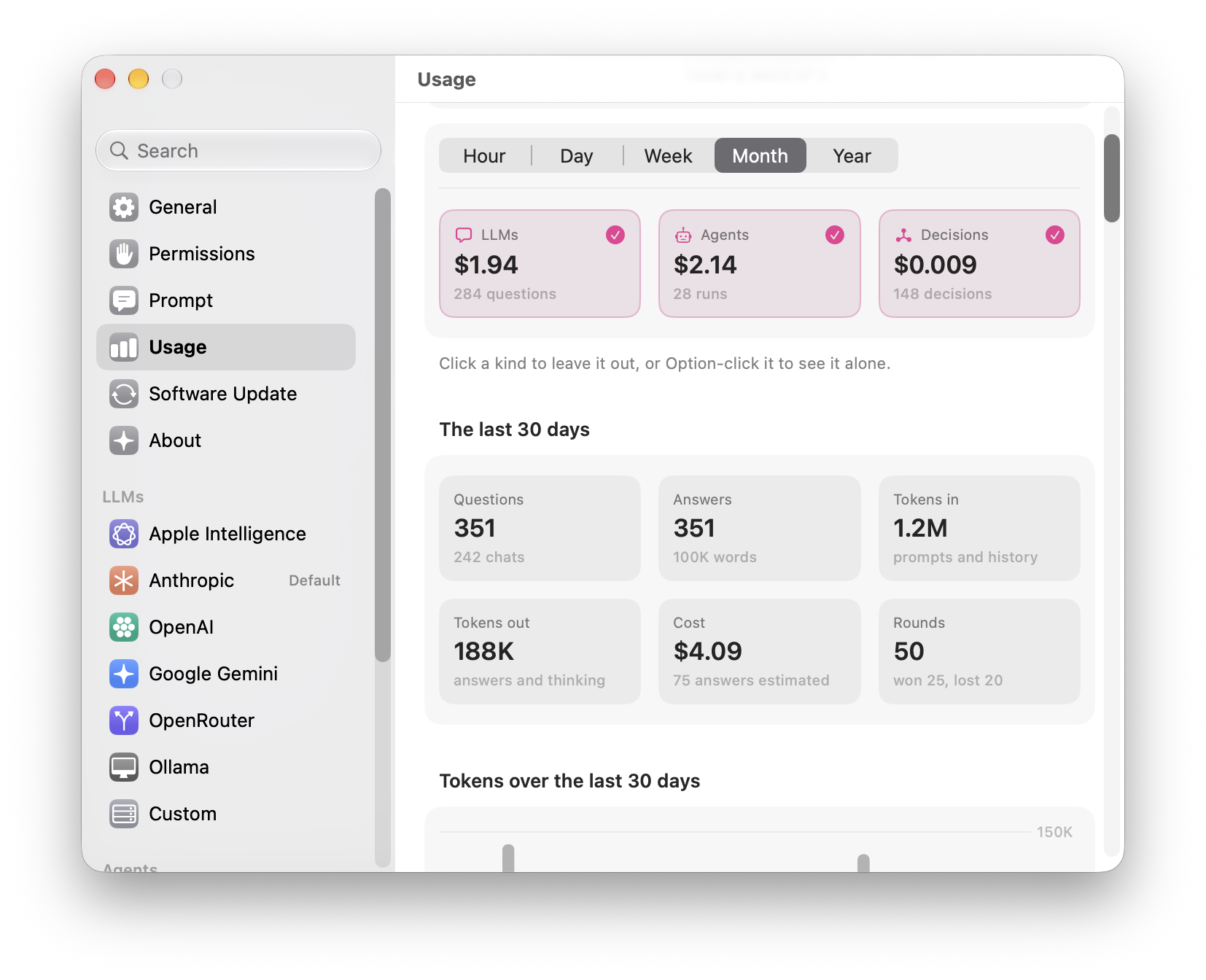 Usage settings