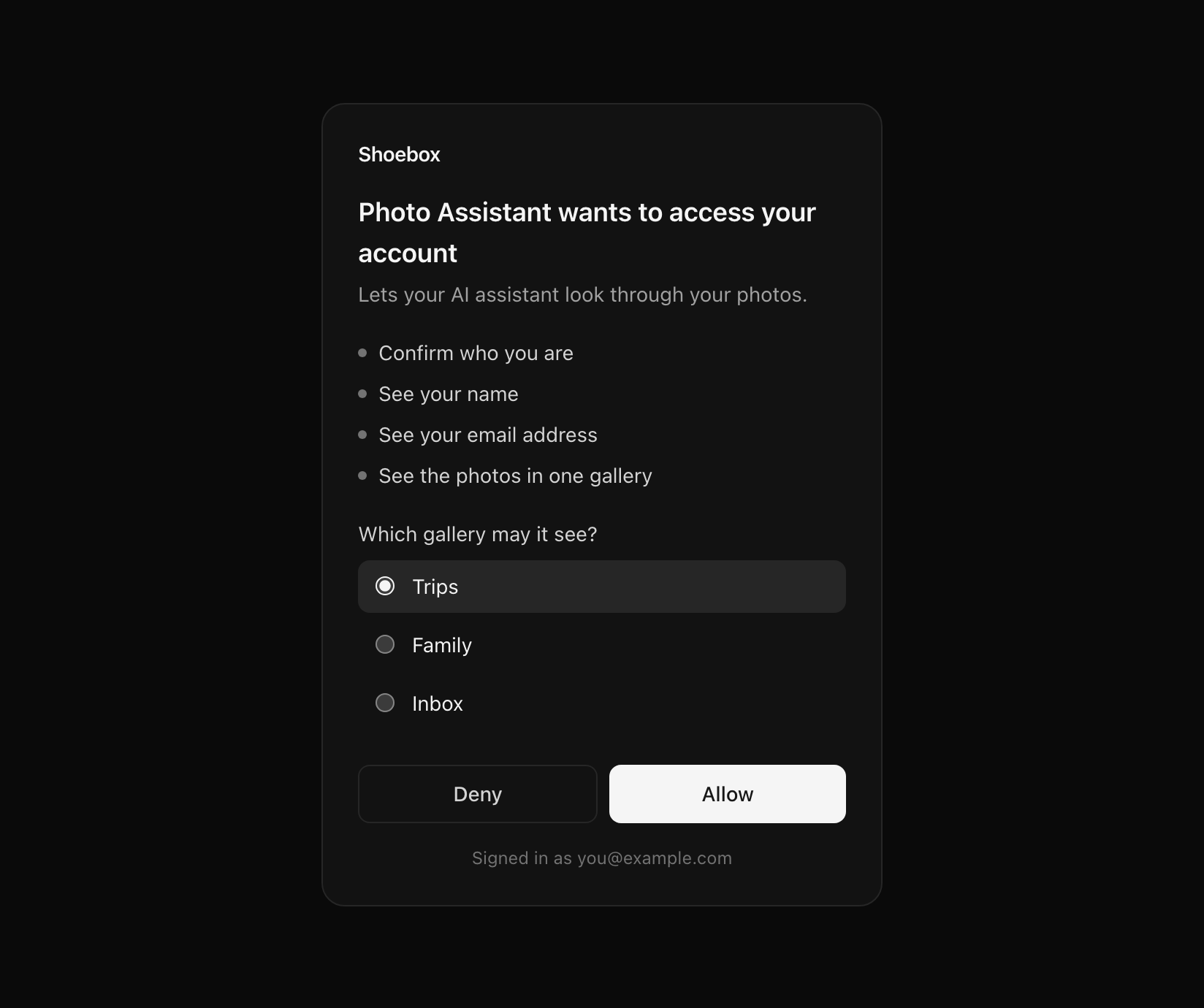 Consent screen
